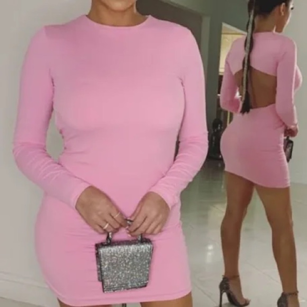 Meshki Pink Backless Mini Dress
